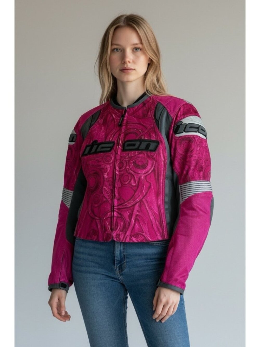 Icon Overlord Sport bike SB 1 Jacket Size LG Pink Ladies Mint Condition Like New